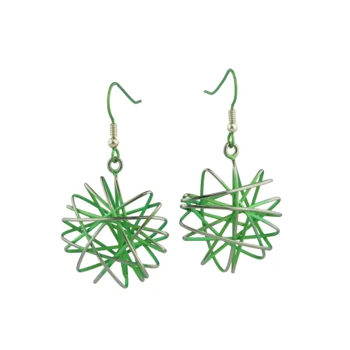 Round Cage Chaos Green Drop & Dangle Earrings